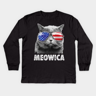 4th Of July Cat Shirt Kids Long Sleeve T-Shirt